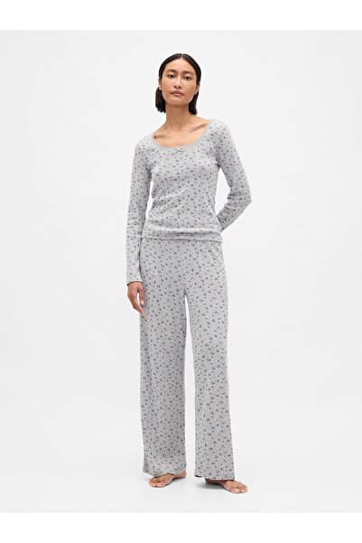 GAP Kadın Gri Pointelle Pijama Takımı
