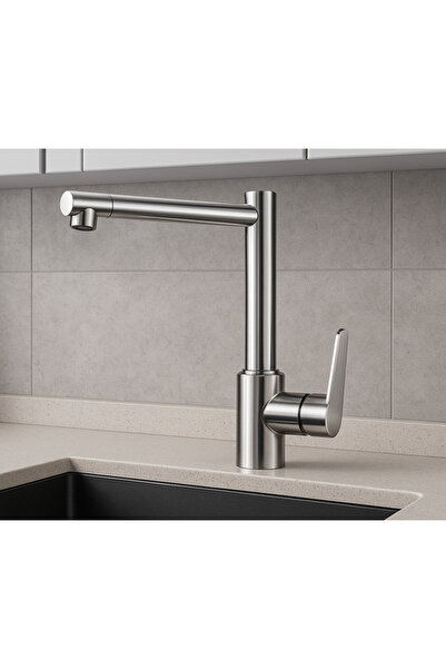 Sanlux Stainless Steel Kitchen Sink Faucet, Chrome Plated – Modern Design, 360° Rotating, Brushed Finish, VST126