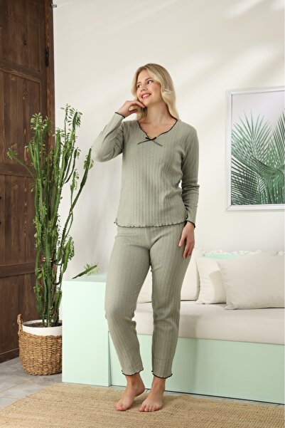LİLA İÇ GİYİM Reported Interlock Long Sleeve Pajama Set
