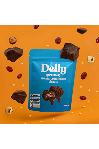 Delly 8 Adet Delly Çıtırık Kinoa Patlaklı & Fındıklı Çikolata