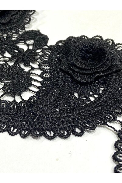 karantuhafiye Black Shawl Pattern Applique Guipure / 2-Piece Applique Model / 1 Meter