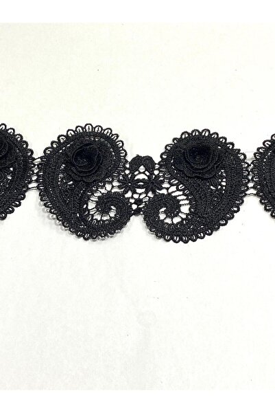karantuhafiye Black Shawl Pattern Applique Guipure / 2-Piece Applique Model / 1 Meter