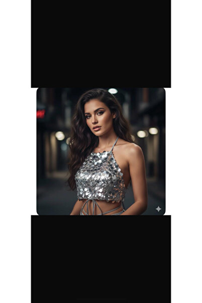 ARDSU Cider Sequined Halter Backless Bustier