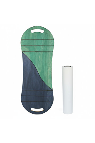 Wood Stone Art Yeşil/lacivert Denge Tahtası Balance Roller Board Sörf/kaykay ...