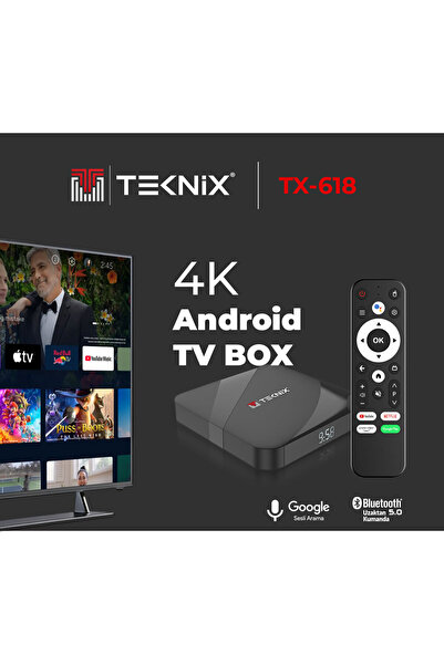 TEKNIX 4K Android 12 TV Box 2/16gb Bluetooth ve wifi TX-618 PRO