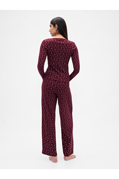 GAP Kadın Bordo Pointelle Pijama Takımı