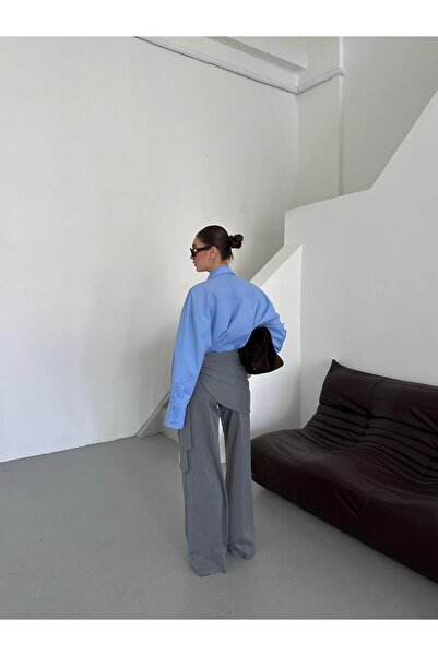 Laluvia Anthracite Side Tie Detailed Design Trousers