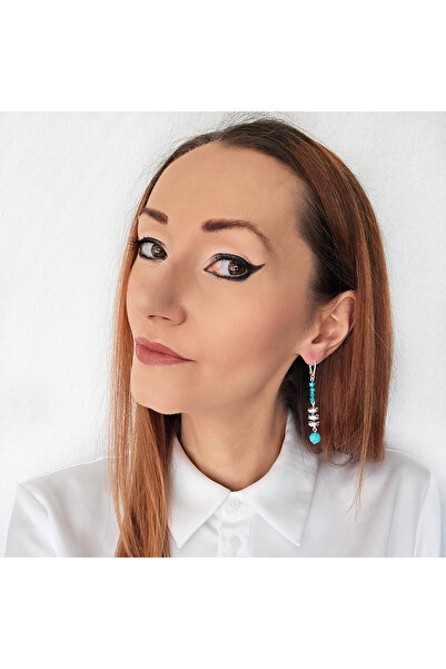 Lexy's Boutique Cercei handmade, din argint 925, Lexy's Boutique, pietre semipretioase turcoaz, hematit si lava