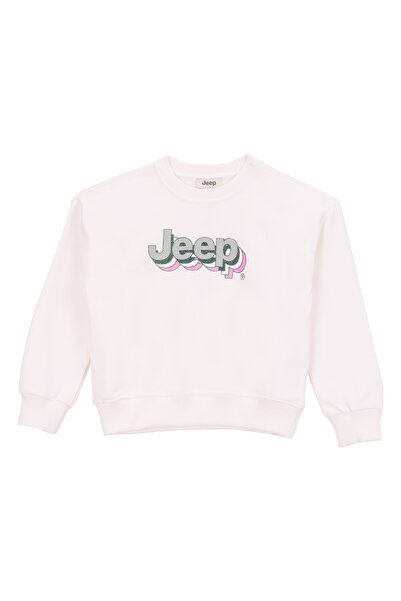 Jeep Baskılı Kız Çocuk Ekru Sweatshırt J5WG-SWT7553