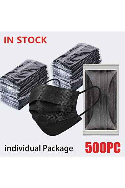 Choice 500 قطعة - قناع أسود للبالغين للاستخدام مرة واحدة عبوة منفصلة قناع أسود مضاد للغبار 3 لتر