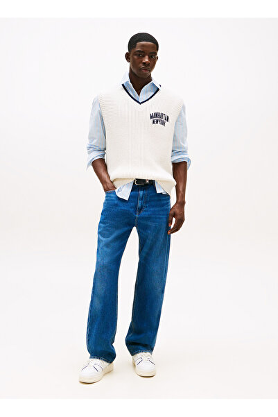 Tommy Jeans Pánské džínové kalhoty s normálním pasem a rovným střihem, tmavě ...