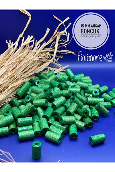 Fiolimore 15 mm zelene rezane drvene perle (50 grama, 100 komada) promet rupe...