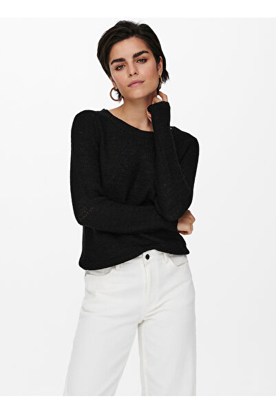 ONLY Pulover negru cu gâtul O pentru femei ONLGEENA XO L/S PULLOVER KNT NOOS