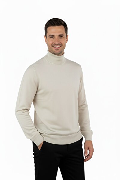 Oppland Чоловічий казах з рибальським коміром, вовняний, тканий, класична модель, повний крій