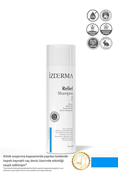 izderma Relief-2 Kepek, Pullanma, Kaşıntı Karşıtı Devam Şampuanı