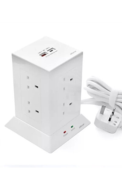 Alfanar توصيلة كهربائية الفنار 13 أمبير 8 مخارج 3 متر 2 USB