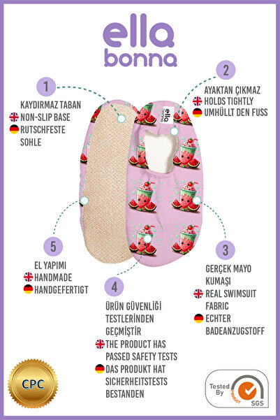 Ella Bonna Unisex Baby and Kids Sea Shoes, Pool Boots and Watermelon Anti-Slip Sole