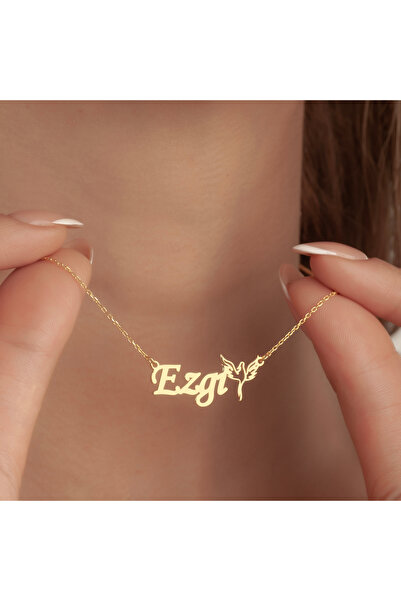 DECOVIENO Kişiye Özel Anka Kuşu Detaylı İsim Kolye, 925 Ayar İsim Gümüş Kolye,