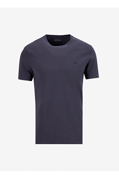 Mustang Bisiklet Yaka Düz Antrasit Erkek T-Shirt M4WM-TST-1987