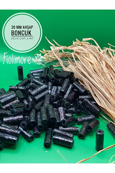 Fiolimore 20 mm crne rezane drvene perle (50 grama, 120 komada) promet rupe 3...