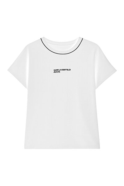 Karl Lagerfeld Jeans Yuvarlak Yaka Baskılı Beyaz Kadın T-Shirt A3W17098