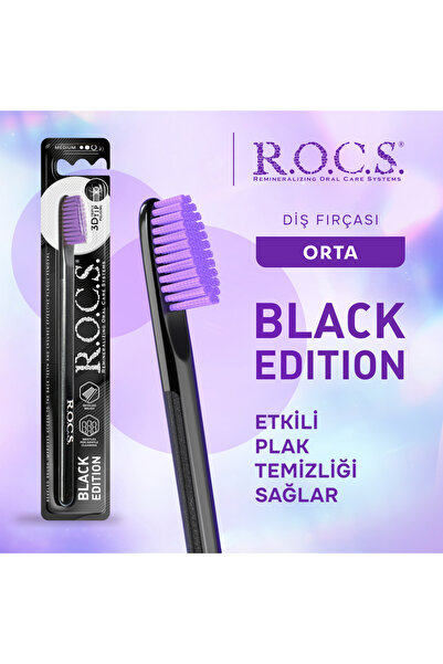 R.O.C.S. Rocs Black Edition Özel Kıl Dokulu Diş Fırçası - Orta Sert (1 Adet)