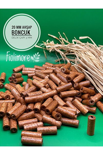 Fiolimore 20 mm Taba Kahve Kesme Boru Ahşap Boncuk (50 Gram 120 Adet) Delik Ç...