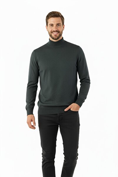 Oppland Чоловічий казах з рибальським коміром, вовняний, тканий, класична модель, повний крій