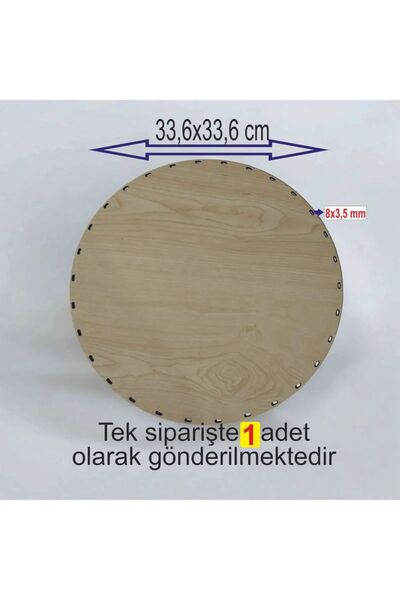 Wooden Cream 33,6x33,6 1 Piece Raddan Bamboo Tray Knitting Plate Underplate Crochet Base Work Basket Base