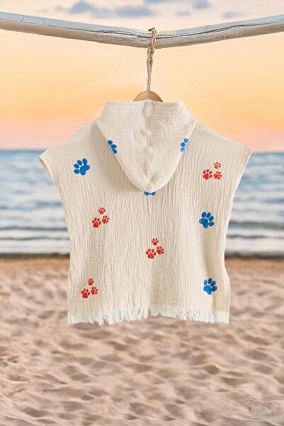 VAROL Organic 100% Cotton Muslin Children's Poncho - Paw
