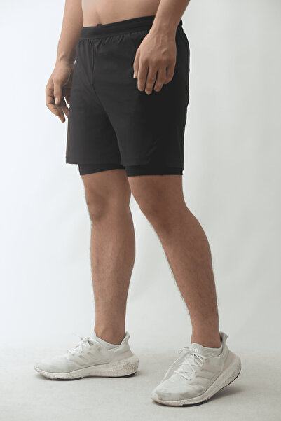 Genel Markalar Unisex Gym Ve Fitness Astarlı Taytlı Şort / Gizli Cep Detaylı