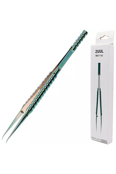 2uul Ti02 Titanium Alloy Precision Anti-static Oblique Tip Integrated Tweezer