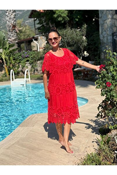 Punta Otantik Ncc10337 Italian Silk Dress Red