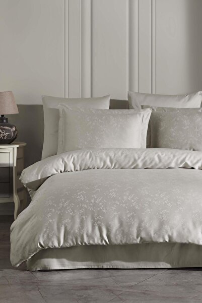 VAROL Liyosel Jacquard Duvet Cover Set Double - Lienzo Stone