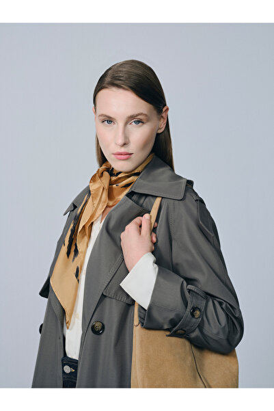 IDA Collection Khaki Trench Coat with Double Buttons and Windbreaker Detail
