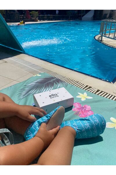 Ella Bonna Kaydırmaz Taban Unisex Bebek Çocuk Deniz Ayakkabısı Havuz Patiği Deniz Yazılı
