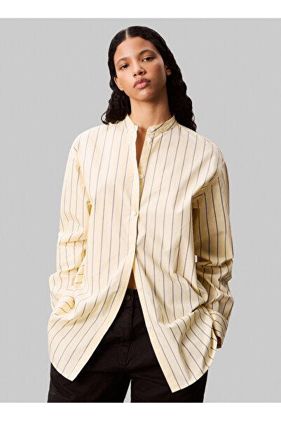 Calvin Klein Jeans Standart Çizgili Sarı Kadın Gömlek LV044C134GVND