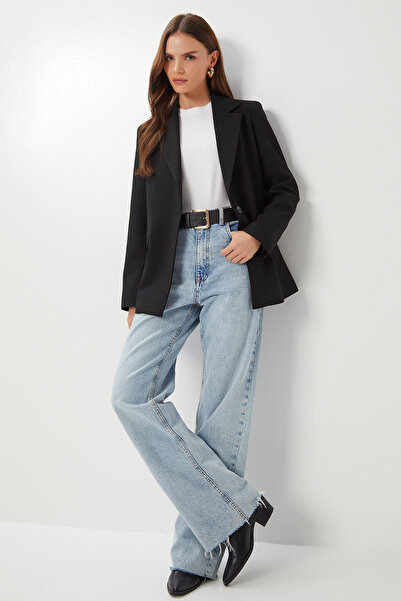 Lovelyİstanbul Vatkalı Poliviskon Blazer Ceket LGP0018 SİYAH