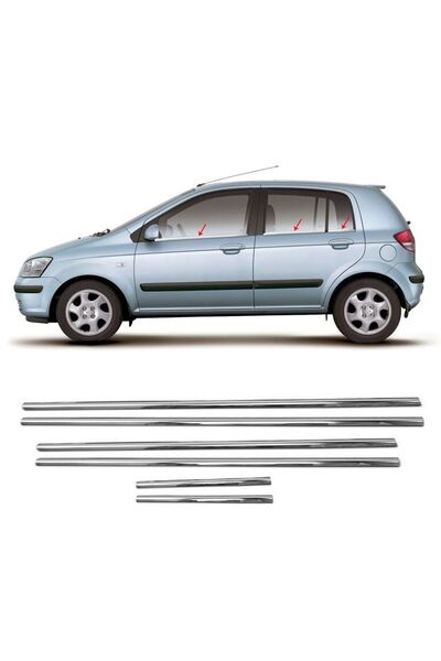 Genel Markalar Hyundai Getz Uyumlu Krom Cam Çıtası 6prç 2002-2011