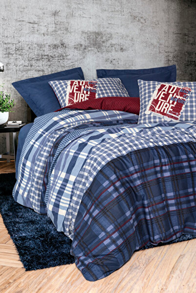 Cotton Box Roger Navy Blue Double Masculine Duvet Cover Set