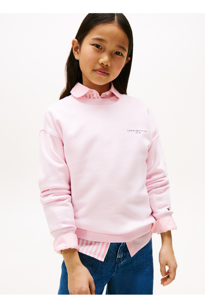 Tommy Hilfiger Kız Çocuk Mini Corp Bisiklet Yaka Sweatshirt - Pembe