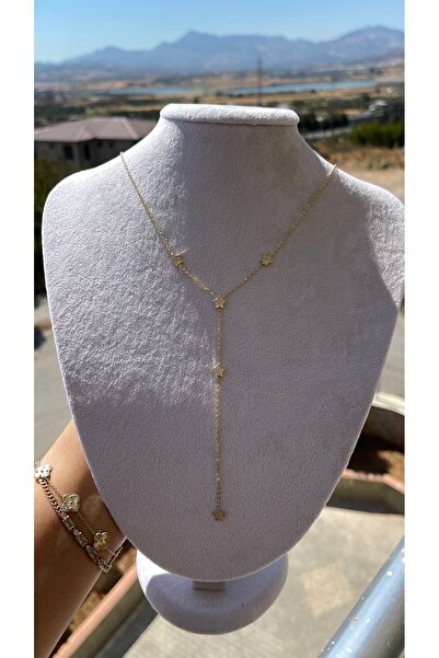 NURA JEWELRYS Yıldız Motif Zirkon Taşlı Yeni Sezon Y Kolye 5 Yıldızlı Ayrık m...