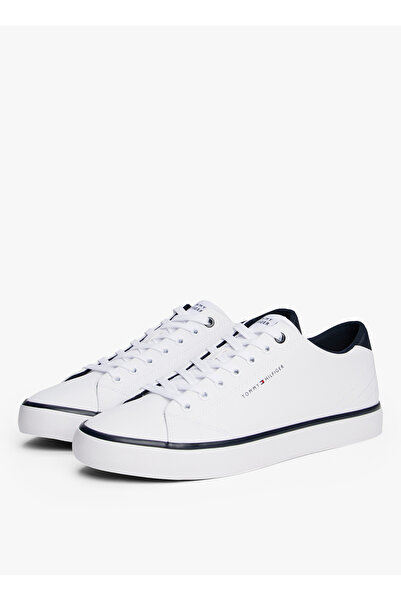Tommy Hilfiger Beyaz - Lacivert Erkek Sneaker TH HI VULC CORE LOW LEATHER
