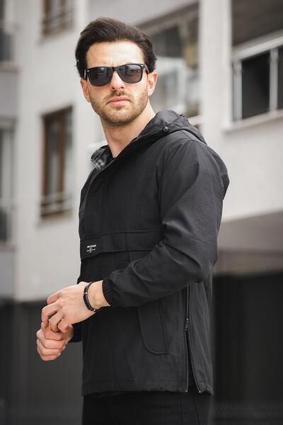 Oksit Bl 677 Ανδρικό αδιάβροχο με μισό φερμουάρ και τσέπες