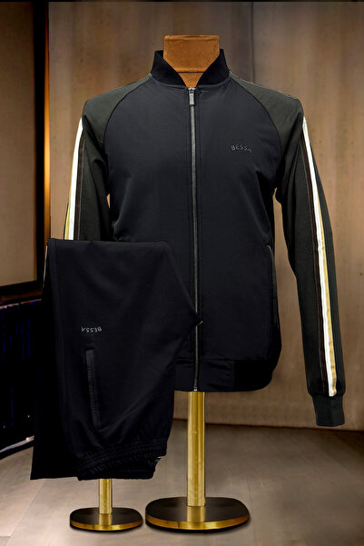 BESSA Ανδρική φόρμα χακί σετ αλεξίπτωτο ύφασμα με λεπτομέρεια ίσιο πόδι με τσέπες με φερμουάρ