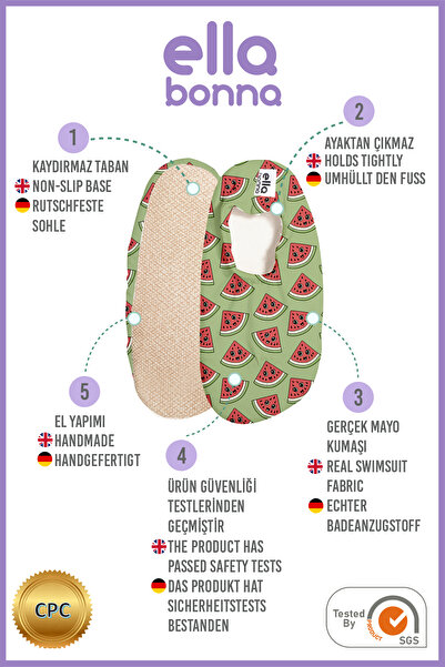 Ella Bonna Non-Slip Sole, Unisex Baby, Children's Sea Shoes, Pool Booties, Cute Watermelon