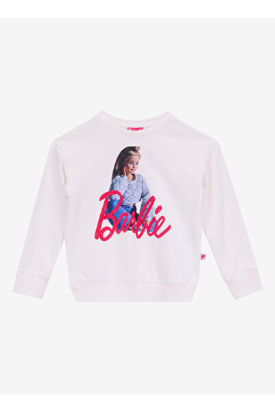 Barbie Baskılı Kız Çocuk Ekru Sweatshırt BRB5WG-SWT6639