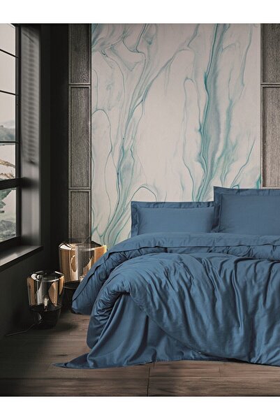 Cotton Box Set cuvertură de pilote unică din satin elegant albastru