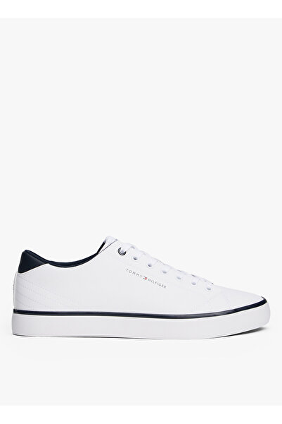 Tommy Hilfiger Beyaz - Lacivert Erkek Sneaker TH HI VULC CORE LOW LEATHER