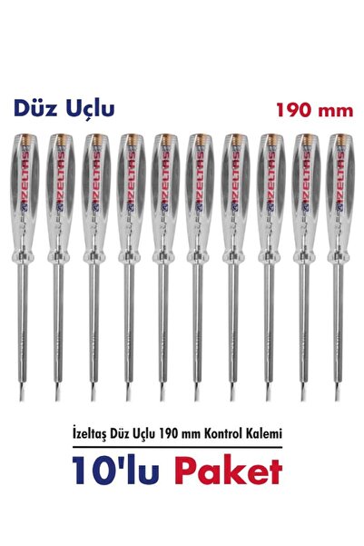 İzeltaş Elektrik Kontrol Kalemi 190 Mm Düz 10 Lu Paket